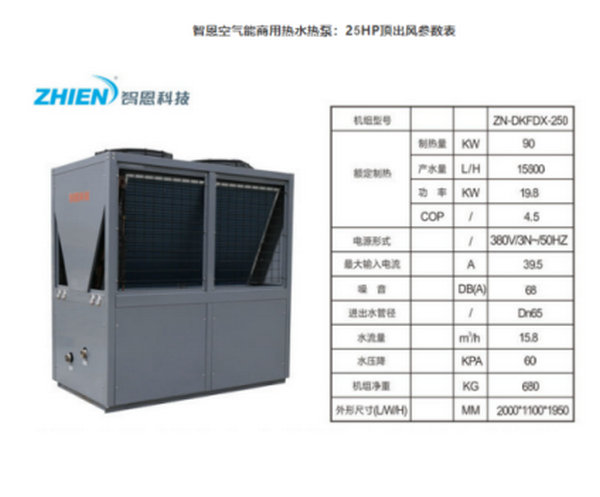 智恩空气能热泵25P商用热水机
